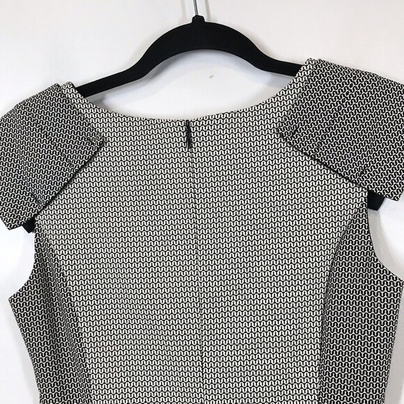 Veronika Maine Womens Black & White Size 6 Knee Length Short Sleeve Sheath Dress - Picture 6 of 14